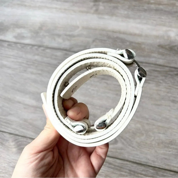 Vintage White Italian Leather Belt Made in Canada